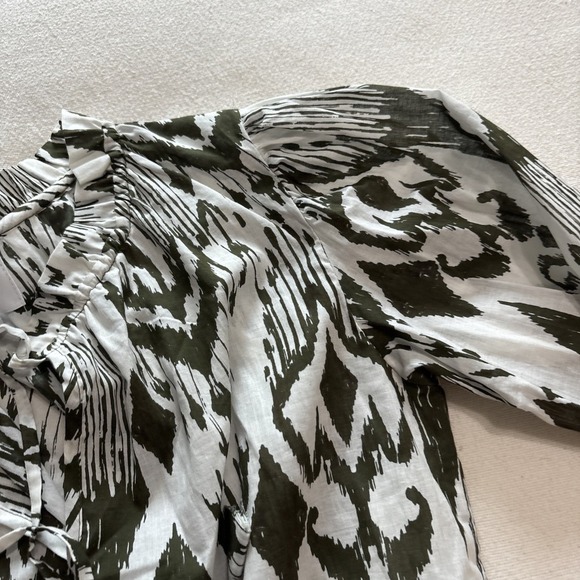 Misa‎ Los Angeles Evienne Green/White 2pc Outfit Tiered Skirt & Blouse SzXS Boho - Picture 8 of 13